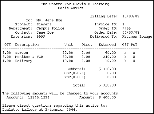 Debit Advice